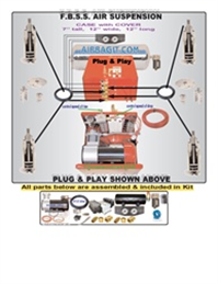 1992-1995 Honda Civic Complete Air Suspension Kit System F=AIR CYLINDER, R=AIR CYLINDER