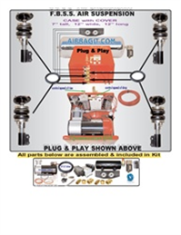 1973-1983 BMW 3 Series E21 Complete Air Suspension Kit System F=STRUT CART/WELD,R=STRUTS